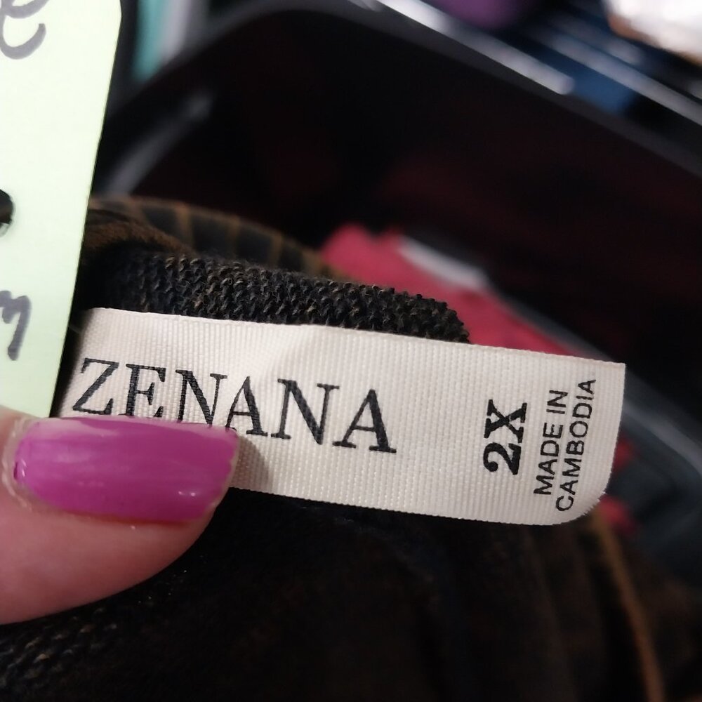 3540 Size 2X Zenana Mineral Washed Upcycled Pull On Pants with Raw Hem,NWT. - Picture 7 of 8